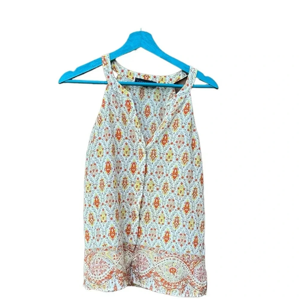 Sanctuary women's yellow and orange paisley size XXS sleeveless blouse